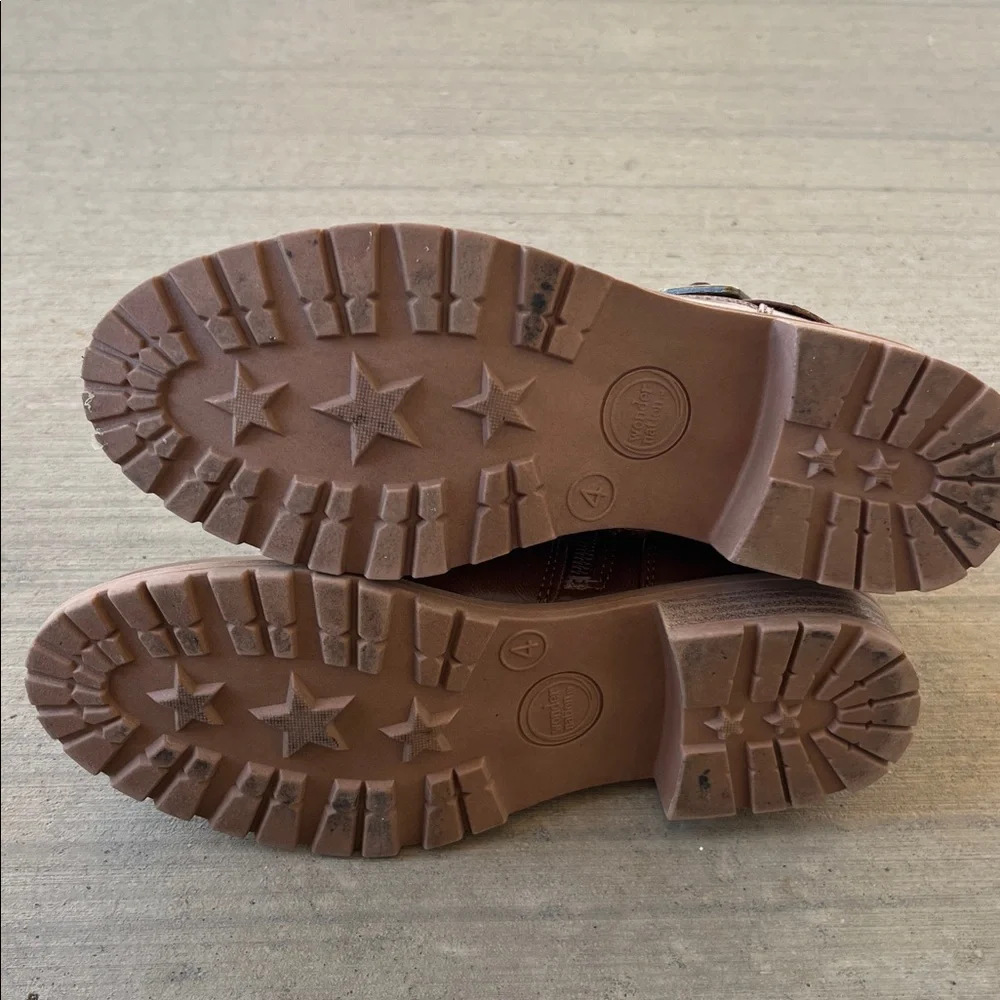 Wonder Nation Girl’s Brown Ankle Boots with Buckle Detail